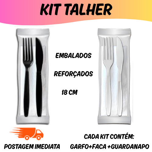 KIT GARFO FACA DESCARTAVEL E GUARDANAPO EMBALADOS SACHE