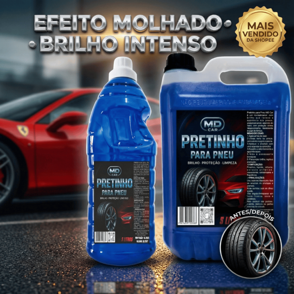 Pretinho Para Pneu – Pretinho 5 litros l 2 litros l 500 ml l 280 gr - Brilho Molhado Imediato Md Car em Oferta na Shopee