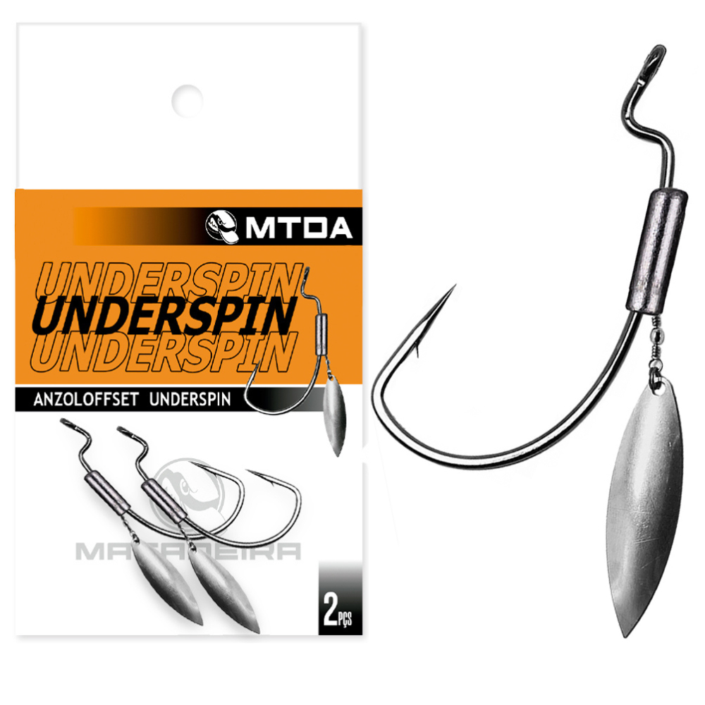 Anzol Underspin Anti Enrosco Matadeira 2pcs Offset EWG Colher Isca Soft Artificial Shad Criatura