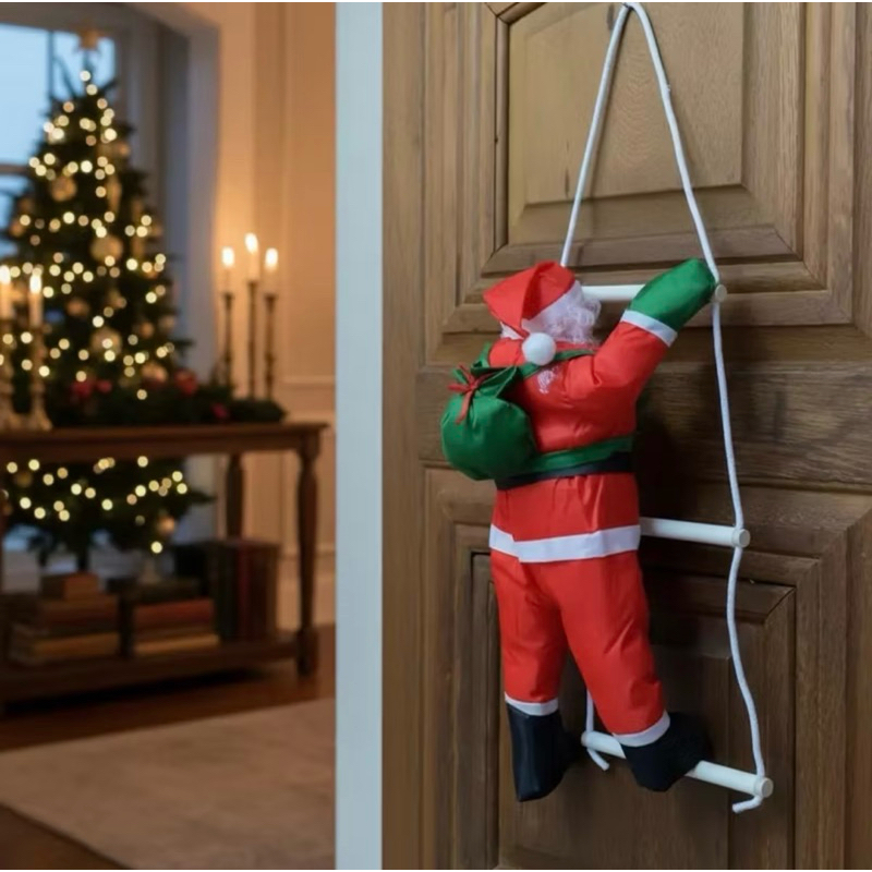 PAPAI NOEL LUXO NA ESCADA | TAM.: 58CM | DECORAÇÃO NATALINA | NATAL | ANO NOVO | ÁRVORE DE NATAL | NATALINO | ENFEITE