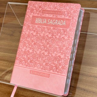 Biblia Sagrada ARA Letra Gigante Com Índice Lateral | Capa Luxo Rosa Claro em Oferta na Shopee