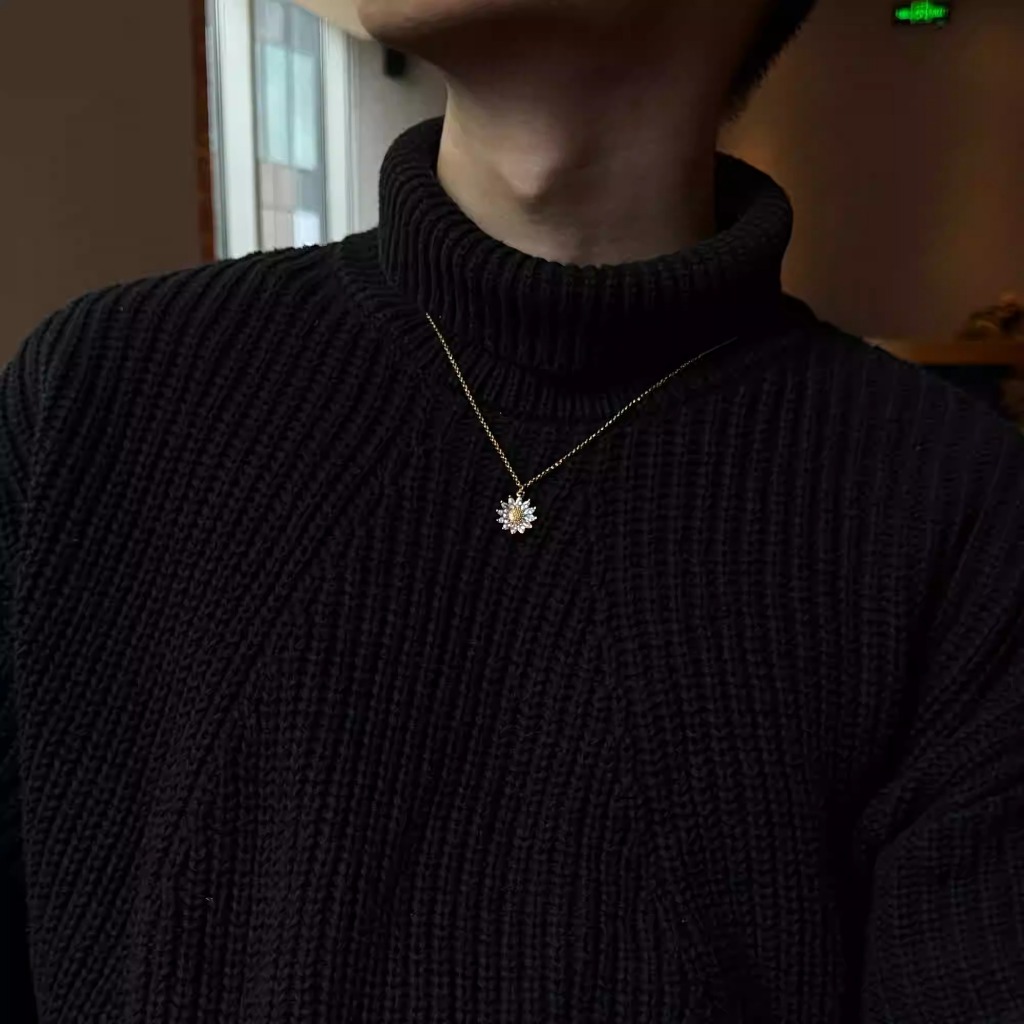 Feminina Colar Girassol Dourado Minimalista elegante feminino Feminina Corrente Luz Acessório De Luxo