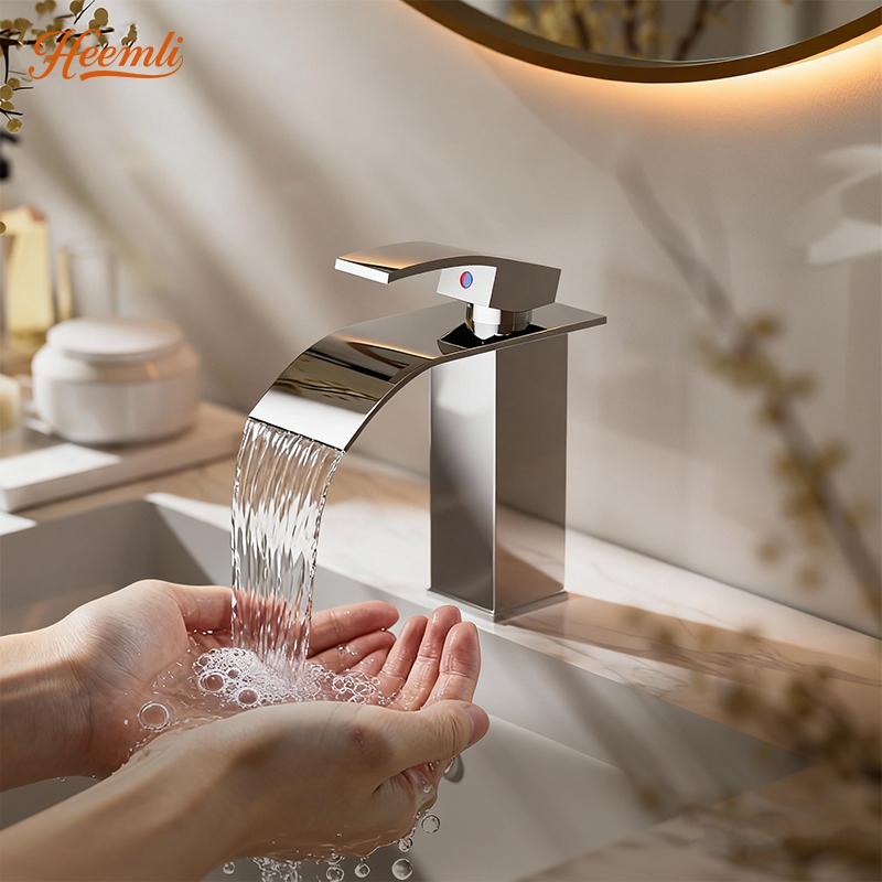 Heemli Torneira de banheiro , em aço inoxidável cromado, quadrada, para água quente e fria em Oferta na Shopee