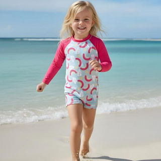 Macaquinho Moda Praia Menina Macacão de Banho Feminino Comportado Praia Natação Piscina Manga Uv em Oferta na Shopee