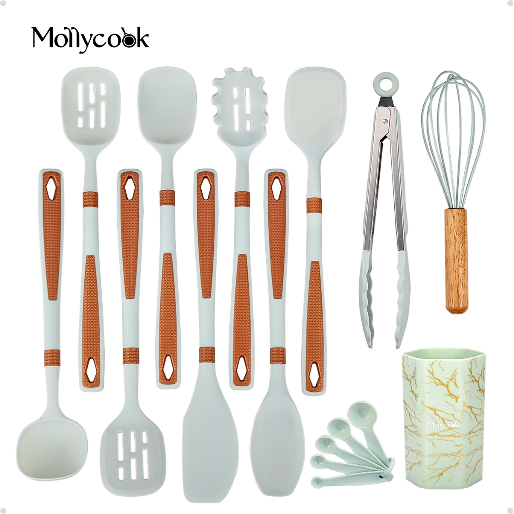Conjunto de Utensílios de Cozinha de Silicone Kit 12 Peças Colheres De Silicone