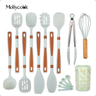 Conjunto de Utensílios de Cozinha de Silicone Kit 12 Peças Colheres De Silicone