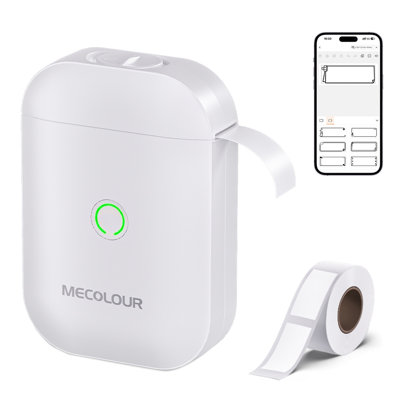 MECOLOUR Etiqueta Térmica Portátil Mini Impressora + 1 Rolo(15*30mm)