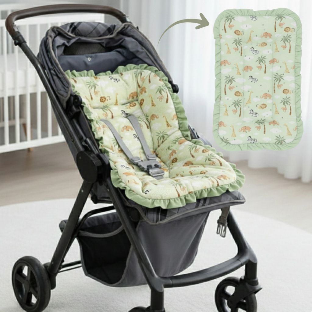 Capa Colchonete pra Carrinho Fofinho 100% Algodão Acolchoada Macio Várias Estampas