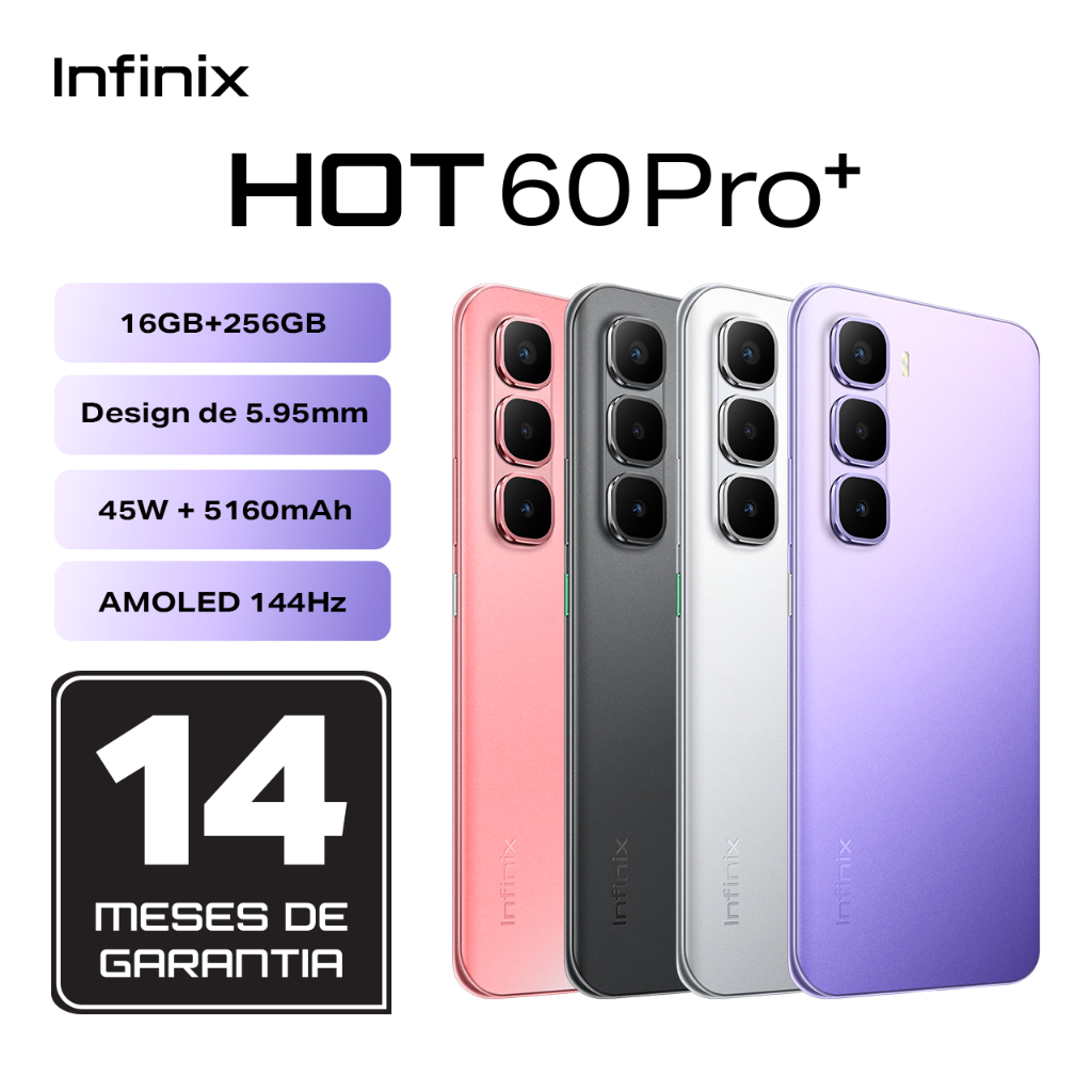 Infinix HOT 60 Pro+ 6,78" mais fino do mundo 5,95mm,tela curva 3D de144 Hz bateria de 45W+5160 mAh em Oferta na Shopee