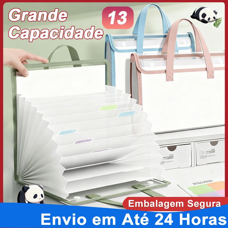 Organizadora A4 Bolsa Portátil de Documentos: Impermeável, Transparente, Compartimento Multicamadas em Oferta na Shopee