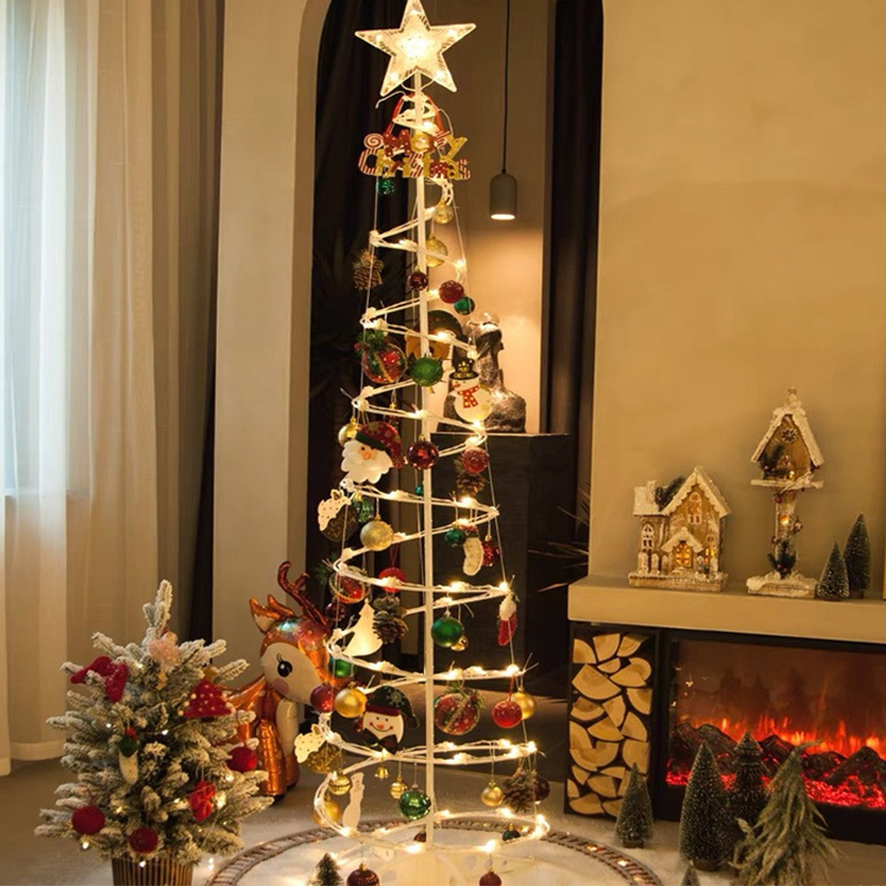 Árvore de Natal espiral LED 1.8m Dobrável DIY Decoração Festiva Decoração Completa Iluminação N10