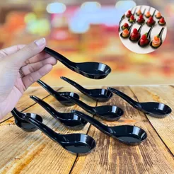 100 COLHER PRETA INDIANA PARA CANAPÉ BUFFET PLASTILANIA (CHOCO)