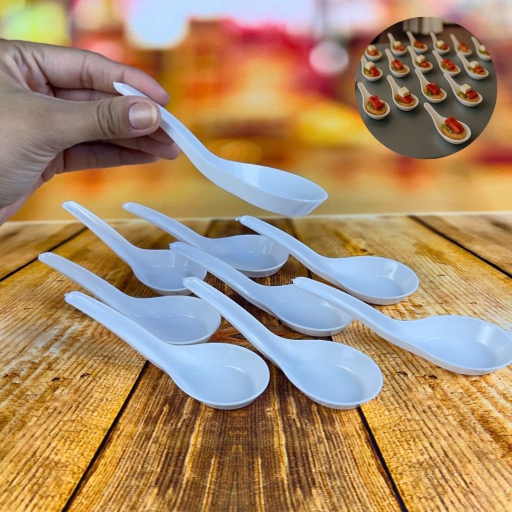 100 COLHER BRANCA INDIANA PARA CANAPÉ BUFFET PLASTILANIA em Oferta na Shopee