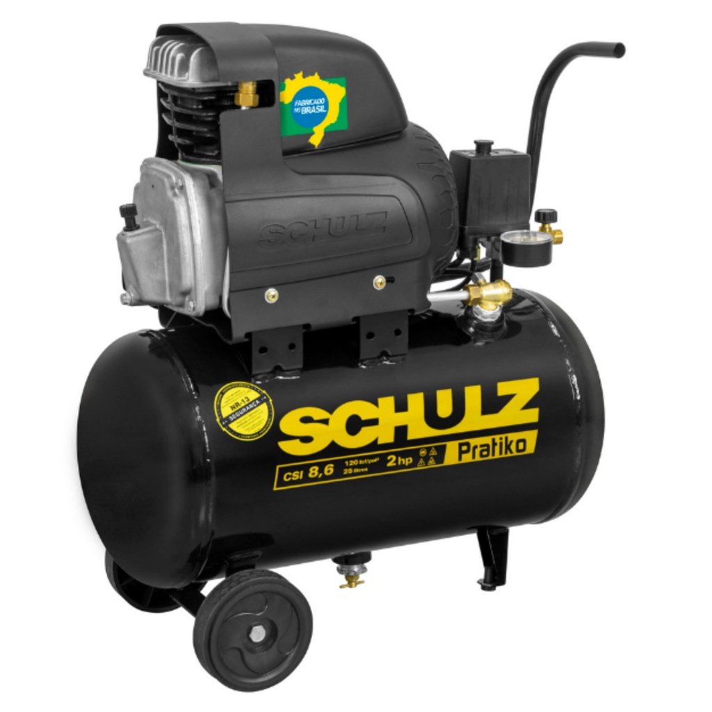 MOTOCOMPRESSOR DE AR PORTÁTIL CSI-8,6/25L PRATIKO MONOFÁSICO 2CV 60Hz 220V 915.0422-0 - SCHULZ