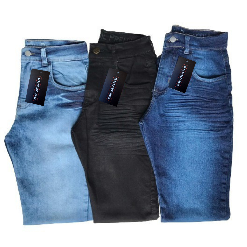 Kit 3 Calça Jeans Skinny Masculina Com Lycra Estica Muito Nf super promoção