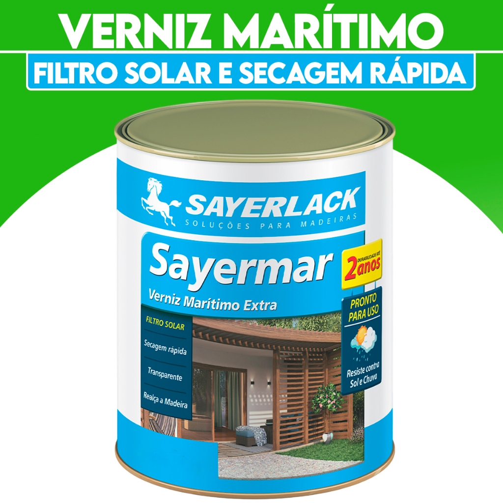 Verniz Premium Marítimo Natural 750ML Sayermar Madeira Com Filtro Solar
