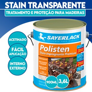 Polisten Stain Transparente Acetinado 900ml e 3,6L Sayerlack Tratamento e Proteção para Madeiras