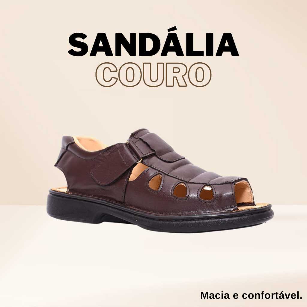 Sandalia Masculina ortopedica  Couro Confort