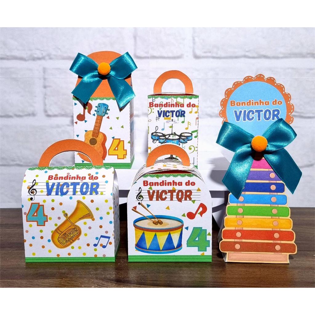 10 Caixinhas Personalizadas Instrumentos Musicais / Lembrancinha de Festa /Aniversário / Vai Montada