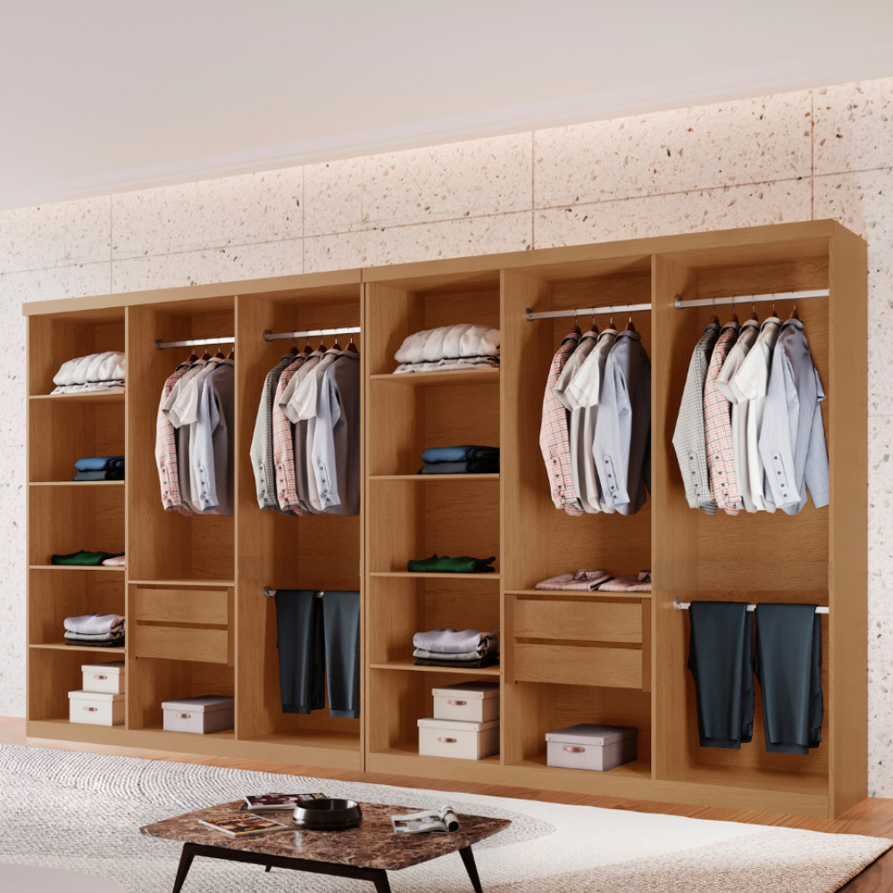 Closet Casal Hera Premium 4 Gavetas e 10 prateleiras MDF Rufato em Oferta na Shopee