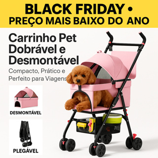 Carrinho Pet Dobrável – Leve, Portátil e Seguro p/ Cães e Gatos em Passeios em Oferta na Shopee