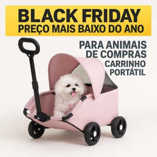 Carrinho Pet Dobrável p/ Cães e Gatos – Leve, Portátil e Ideal p/ Passeios em Oferta na Shopee