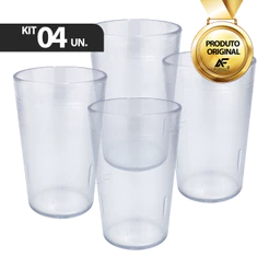 Kit 04 Copos Policarbonato Inquebrável 250ml Anti Impacto