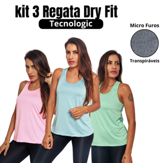 Kit 3 Regatas Nadador Dry Fit Feminina Corrida Academia em Oferta na Shopee