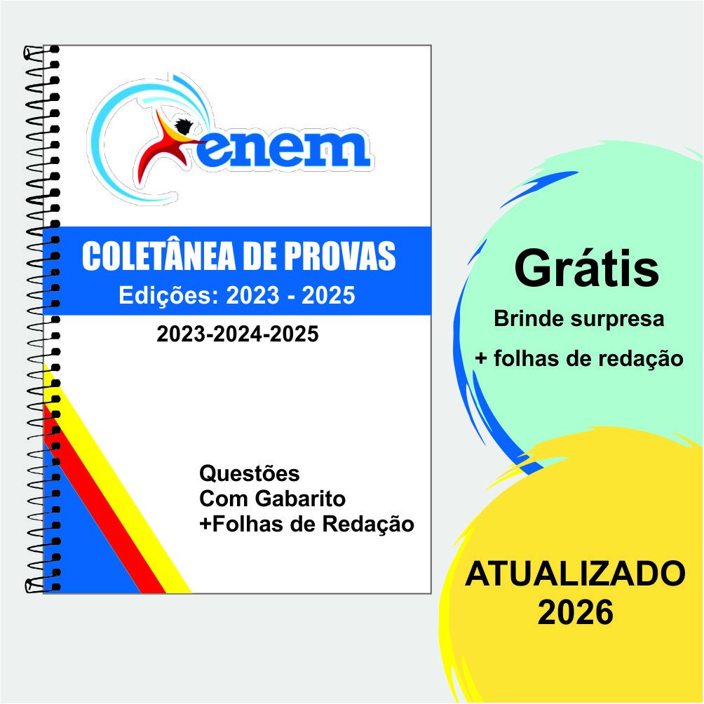 Enem - Apostila com provas anteriores questões - 2023 A 2025 - 3 PROVAS + GABARITOS!