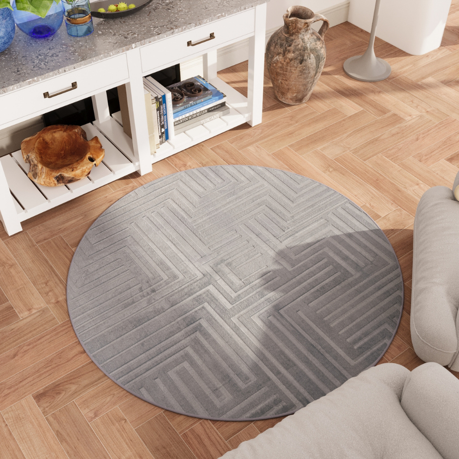 Tapete de Sala Quarto Redondo 1,5m x 1,5m Itália Aveludado Premium Várias Cores Antiderrapante Moderno