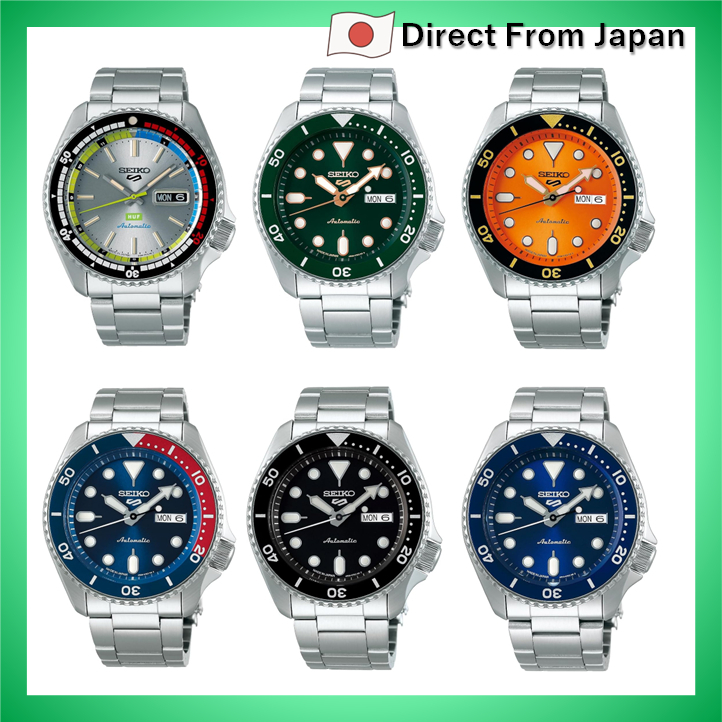 [Relógio Seiko] SBSA013 Relógio Five Sports Estilo Esportivo SBSA005 Masculino Prateado, Mostrador/Aro: Preto, Caixa: Ou