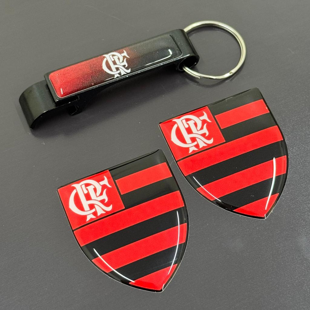 Adesivo Flamengo Resinado 3D + Chaveiro Abridor Personalizado Flamengo em Oferta na Shopee