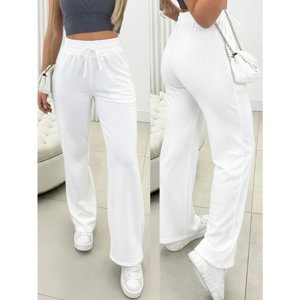 Calça Moletinho Pantalona Feminina Básica Moda Wide Leg Casual Conforto Premium Cintura Alta em Oferta na Shopee