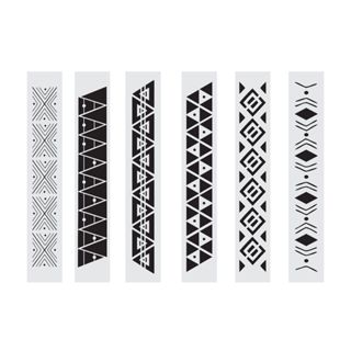 CUTK-0007 - Kit 6 Stencils Pintura Grafismo Indígena 5x30cm Mylar 190 Micras Branco Leitoso em Oferta na Shopee