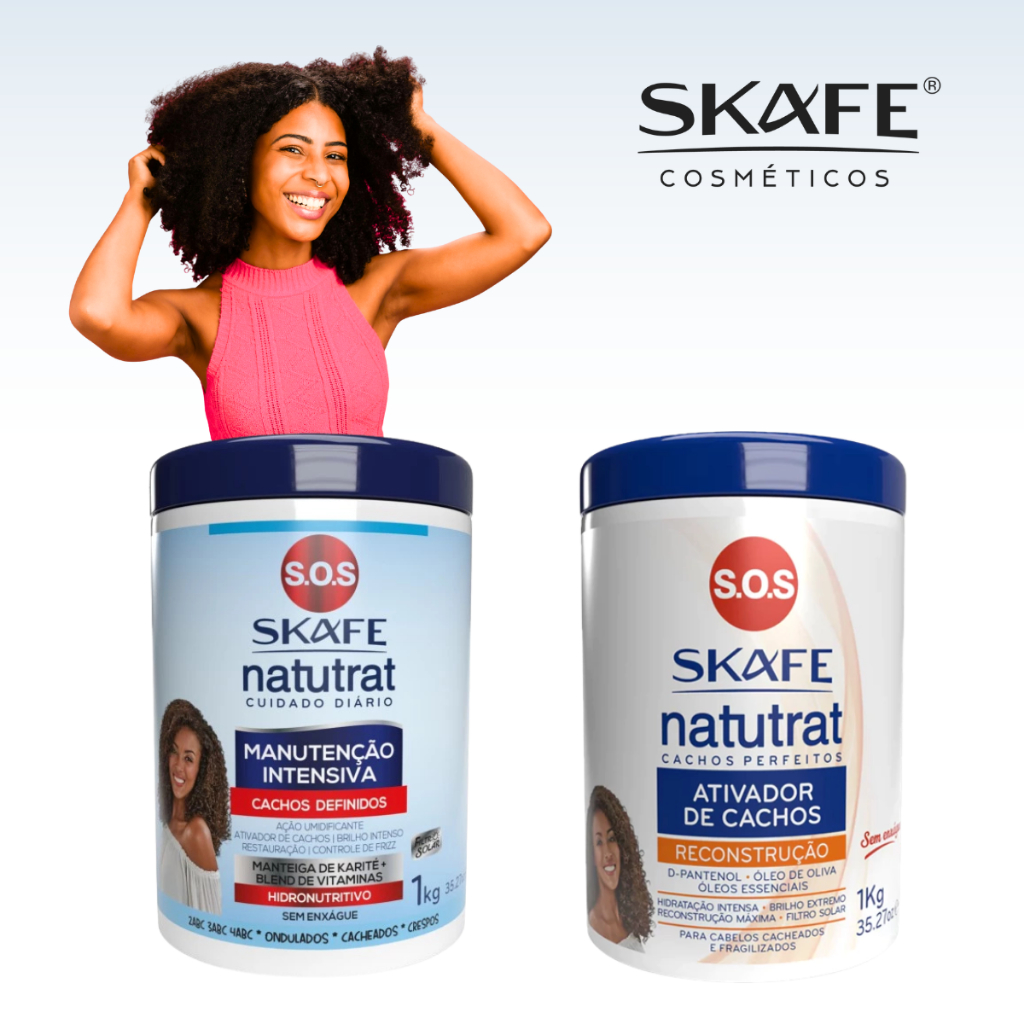 Skafe - Kit Cabelo Cacheado mais bonito Manutenção Intensiva 1Kg + Ativador de Cachos 1Kg