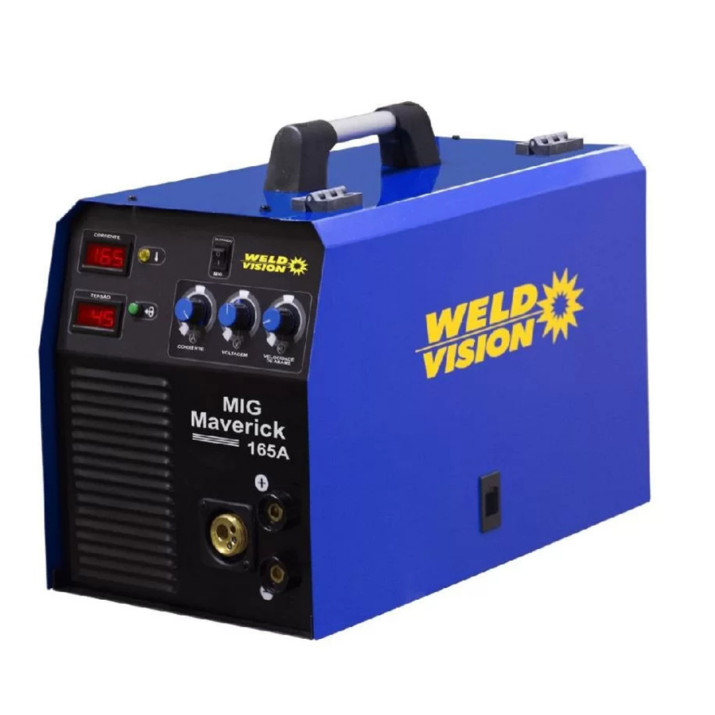 INVERSORA DE SOLDA MAVERICK MIG 165 - C/ GARRA + PORTA ELETRODO COM ROLO INTERNO 15KG WELD VISION
