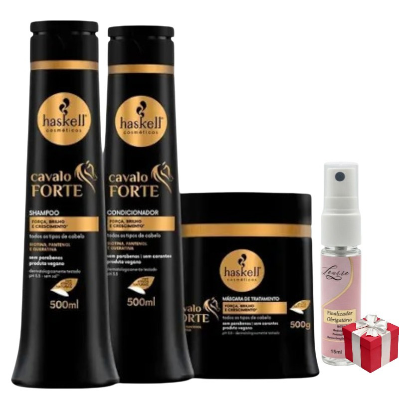Kit Haskell Cavalo Forte Shampoo 500ML 1 Condicionador 500ML  1 Mascara 500ML