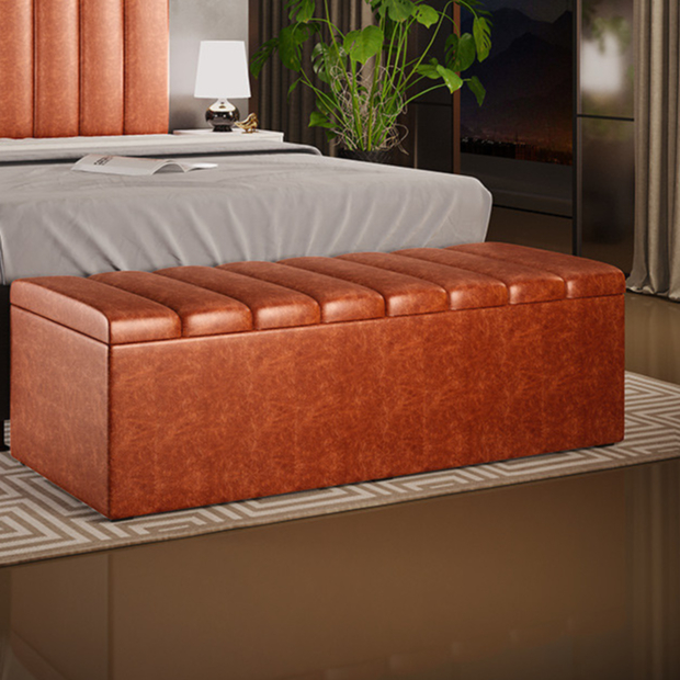 Calçadeira Recamier Baú Para Cama De Casal King Dália 195x50 cm W01 Couríssimo Camel - Lyam em Oferta na Shopee