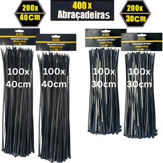 Kit 400 Abraçadeiras Nylon - 40cm e 30cm - Branco / Preto - Enforca Gato - Fita Hellermen - Cinta Plástica em Oferta na Shopee
