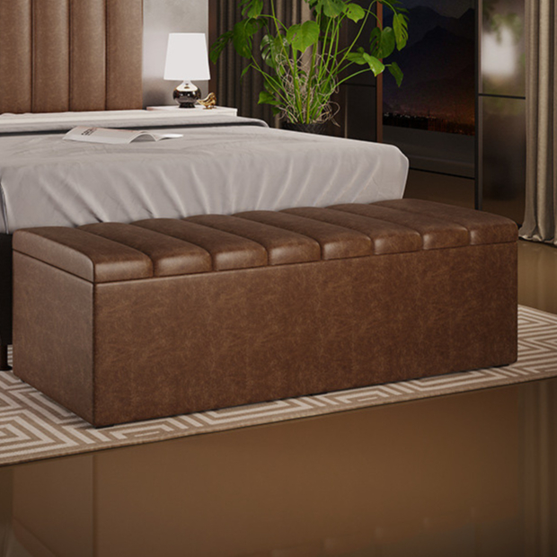 Calçadeira Recamier Baú Para Cama Queen Dália 160x50 Cm W01 Couríssimo Marrom - Lyam Decor