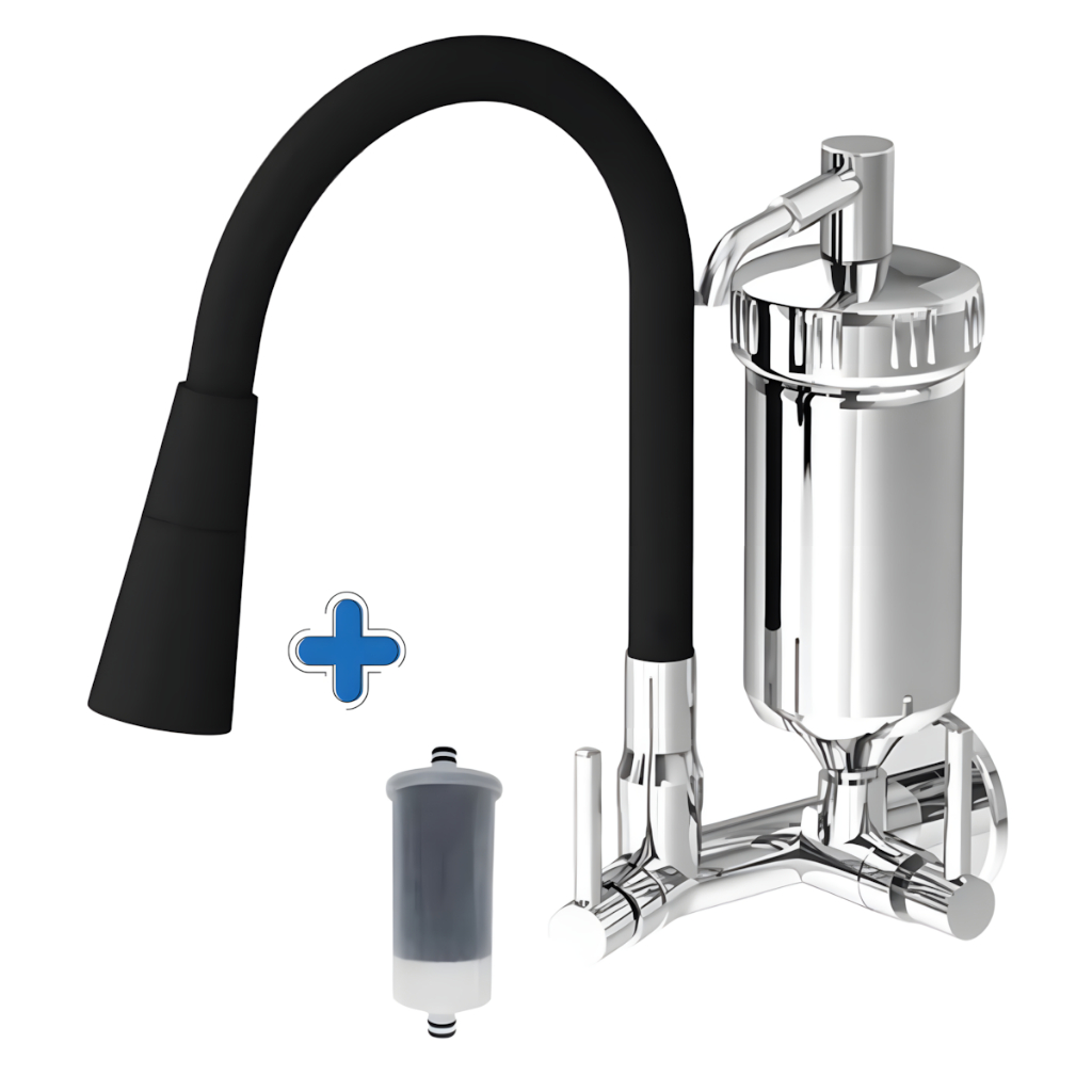 Torneira com Filtro Gourmet Flexível Cozinha Parede c/ Ducha 2 Jatos 1/4 de Volta + Refil em Oferta na Shopee