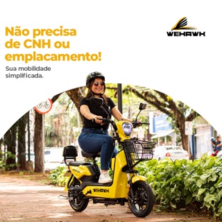Bicicleta Scooter Elétrica WeHawk 500W Basket WX-03 – Sem CNH, Bateria Chumbo Removível em Oferta na Shopee