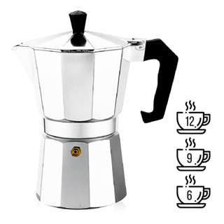 Cafeteira Italiana Moka Alumínio – 6, 9 ou 12 Xícaras, Fogão Gás/Elétrico em Oferta na Shopee