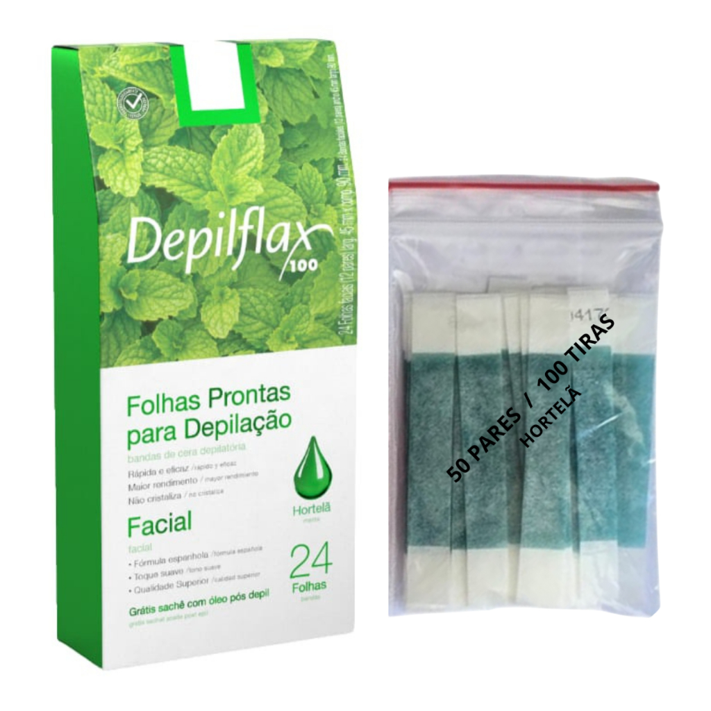 50 Pares de Tiras Depilflax p/Depilação de Sobrancelhas Hortelã em Oferta na Shopee