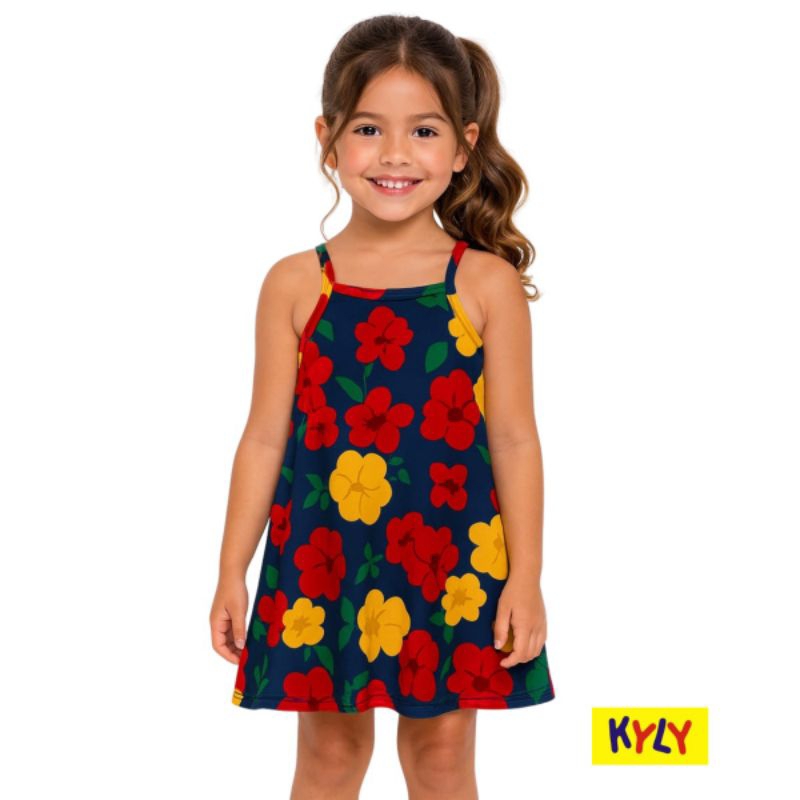 Vestido Infantil Verão Kyly 100% algodão Tamanhos 4 ao 8 1001265