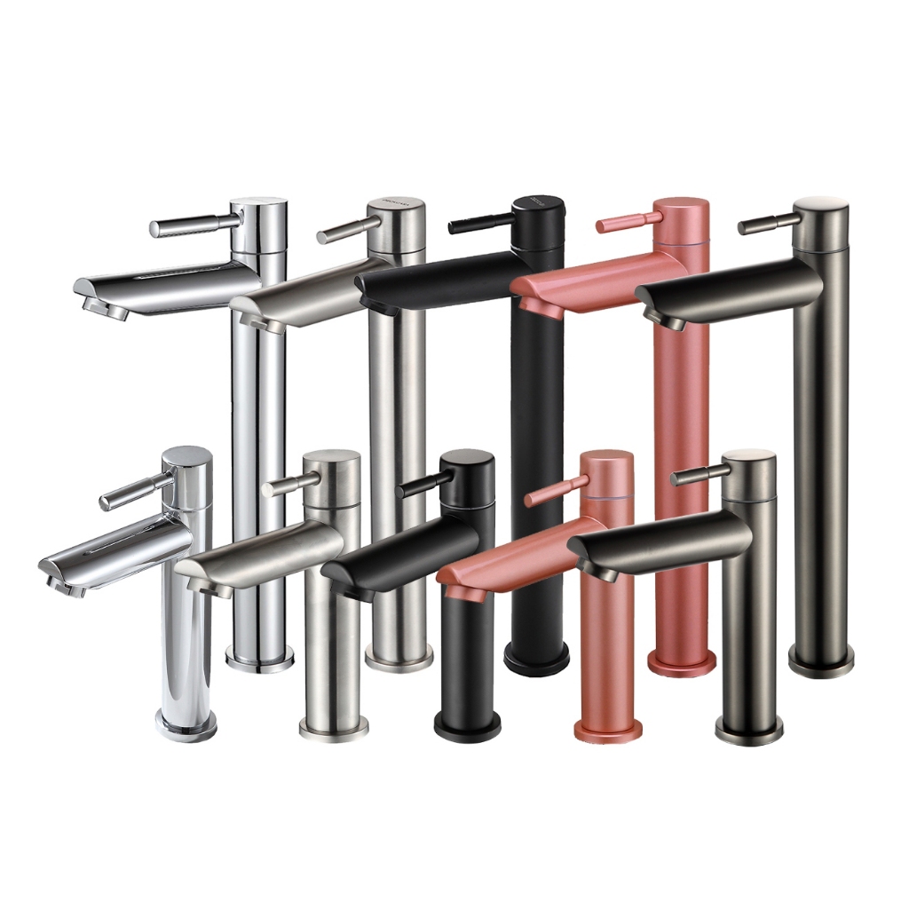 Torneira fria Banheiro Lavatório Cuba Aço Inox Amazonas preto cromado rose gold escovado cinza