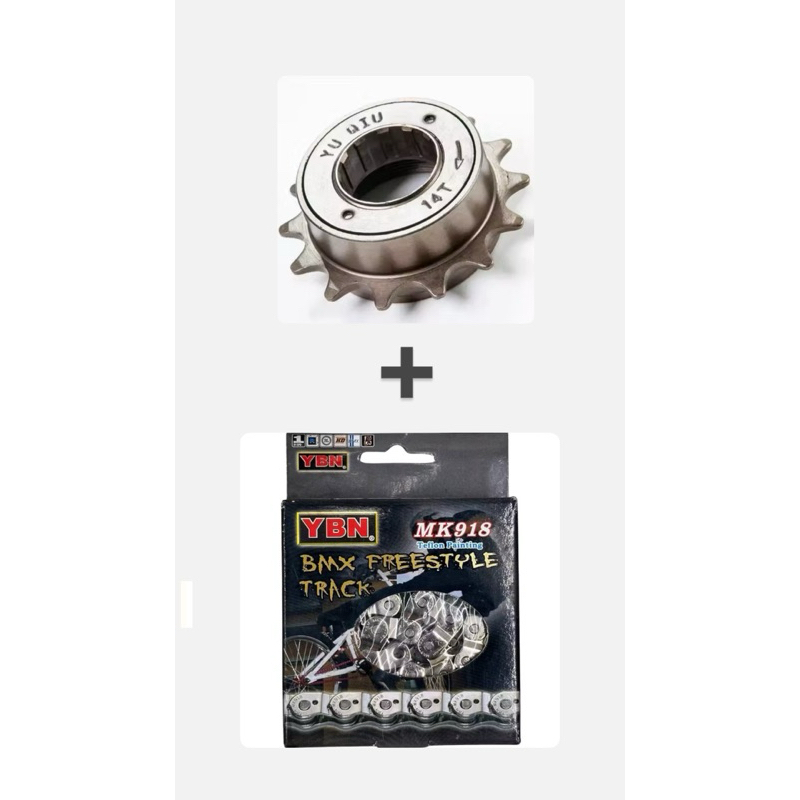 CORRENTE MEIO ELO HALF LINK BMX + catraca 14 dentes dourada bmx