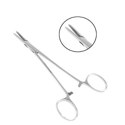 KIT 15 UNI .  PORTA AGULHA 15 CM  /   15 UNI PINÇA  PINÇA DISSEC. C/ SERR. RETA 14,5 CM