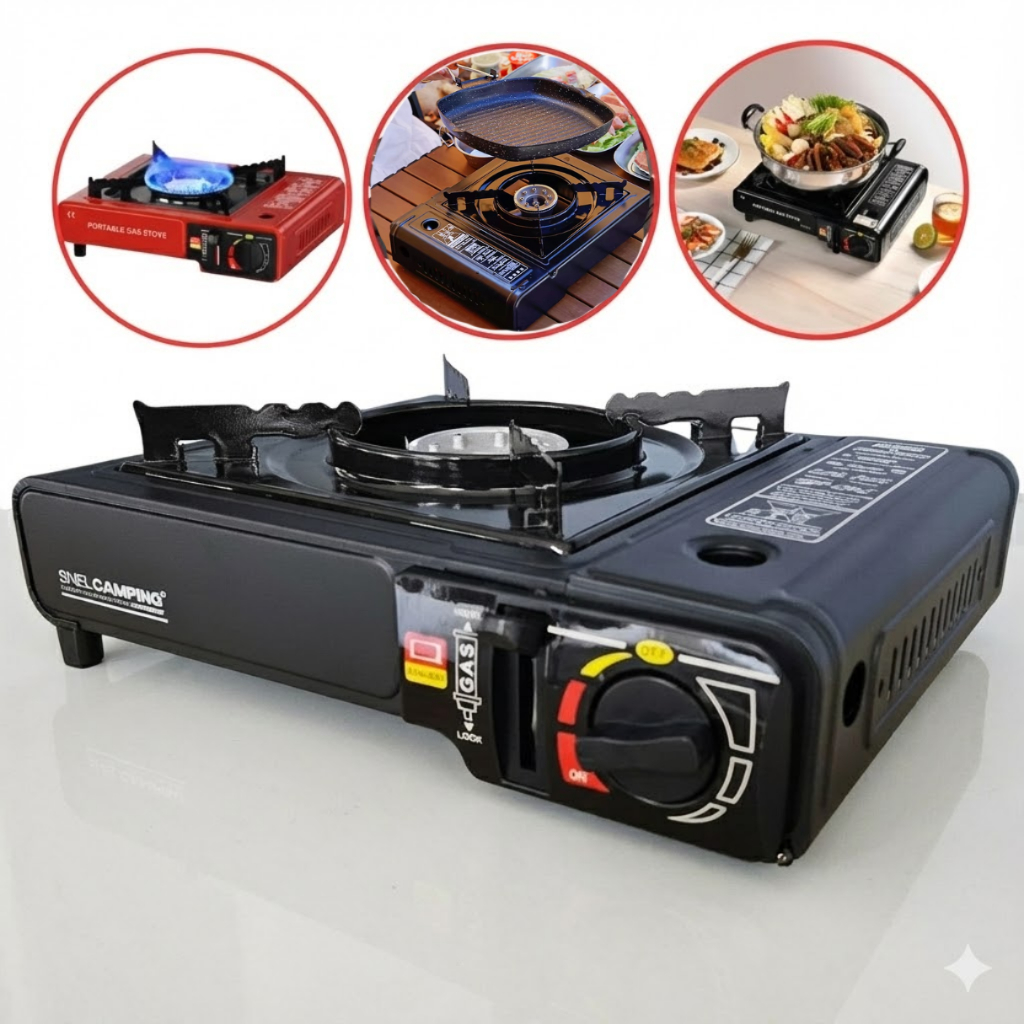 Fogareiro Mini Fogão Portátil á Gás Cartucho Acendimento Automatico Camping Acampamento Pesca Viagem