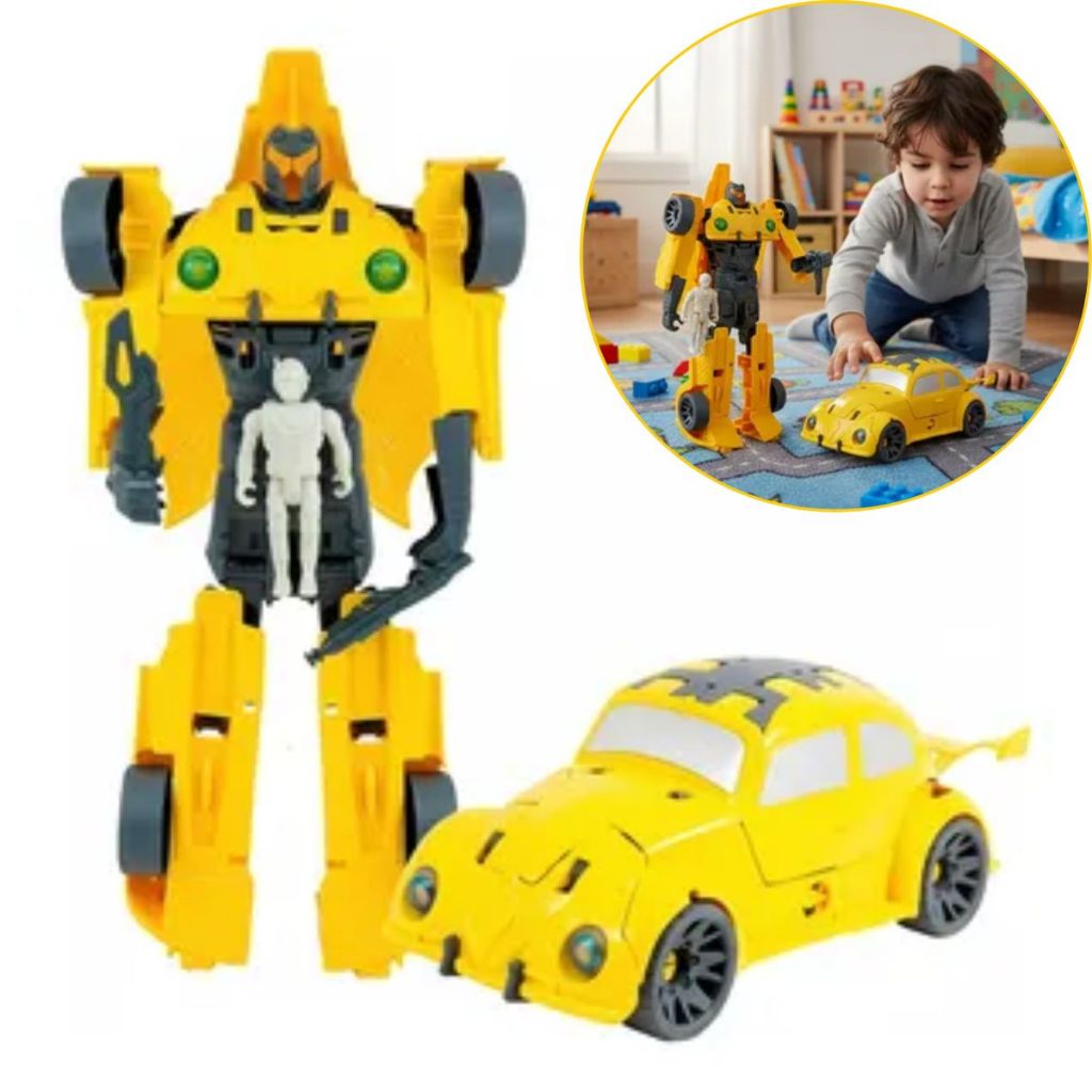 Carrinho Infantil Fusca Vira Robô Super Guardiões da Terra Brinquedo Estilo Transformers